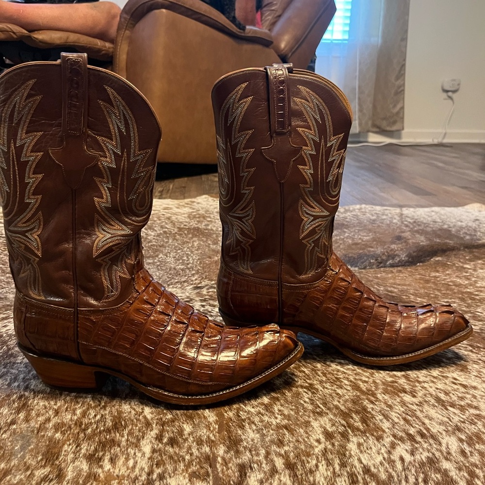 Lucchese Brown Alligator Skin Boots Size 12 EE. Fits more like a medium width